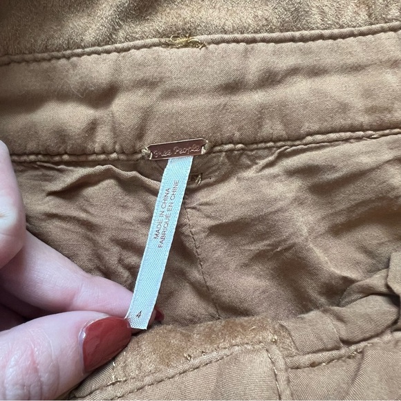 Free People Nightfall Brown High-Waisted Vegan Suede Pants with Tie Waist Sz 4 - Picture 6 of 14